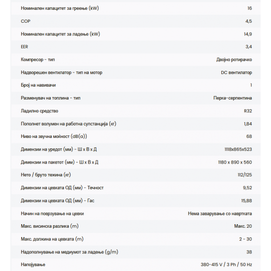 HPM-53CH155AERI O3s R32 16kW МОНОБЛОК