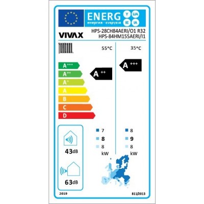 VIVAX HPS-28CH84AERI/O1 R32 8KW, МОНОФАЗНА+HPS-84HM100AERI